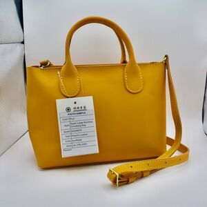 RARE Portland Leather Goods Photo Sample Large Sunflower Zipper Raindrop Bag NWT